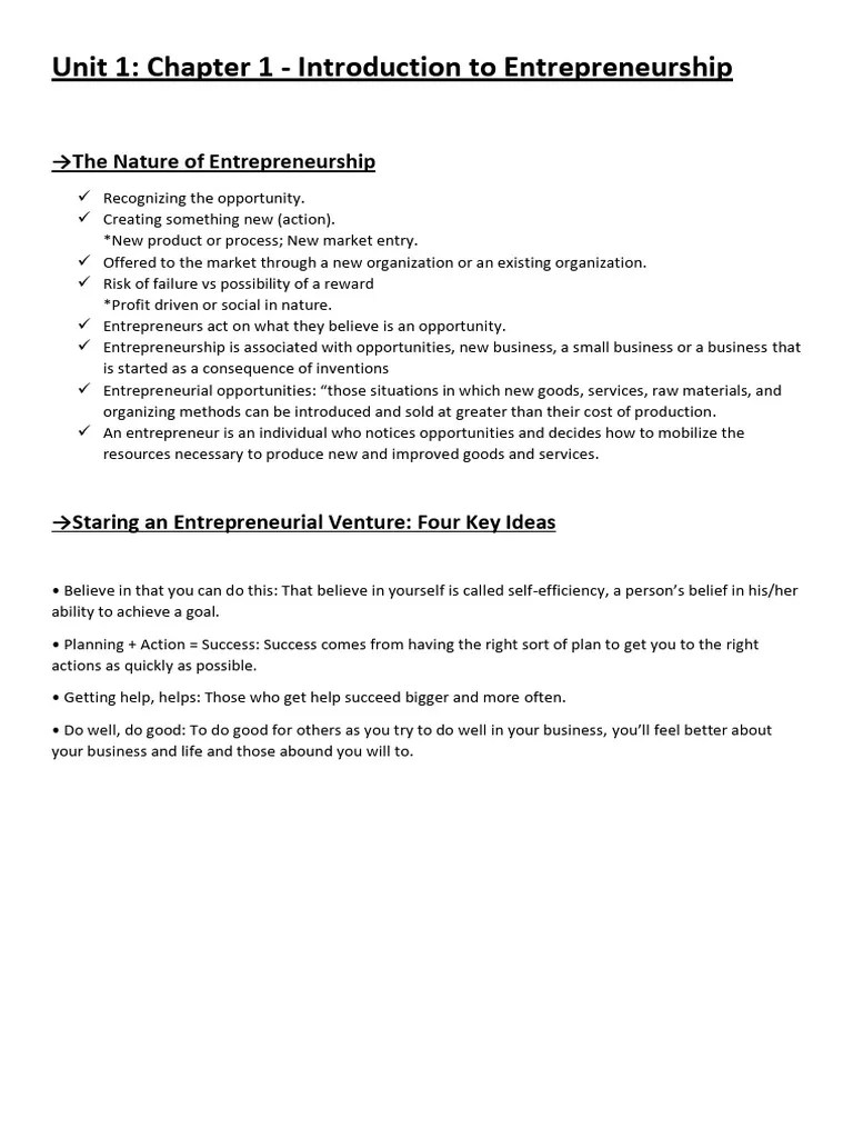Unit 1 - Chapter 1 | PDF | Entrepreneurship | Creativity