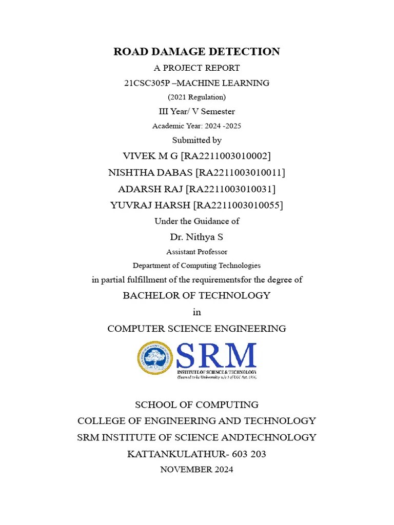 ROAD DAMAGE DETECTION | PDF | Deep Learning | Image Segmentation