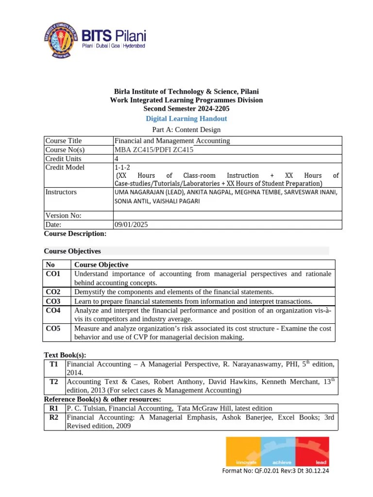 Financial Accounting COURSE HANDOUT | PDF | Income Statement | Accounting