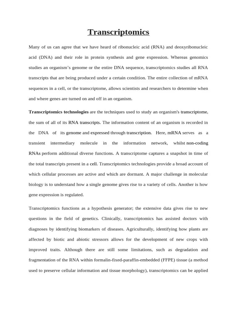 Transcriptomics Lecture 10 | PDF | Transcriptome | Rna