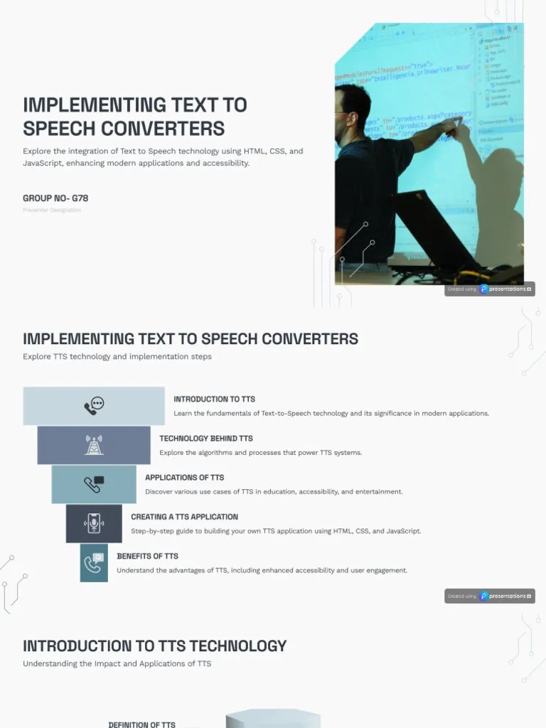 Text To Speech Converter Using HTML CSS JavaScript Presentation | PDF