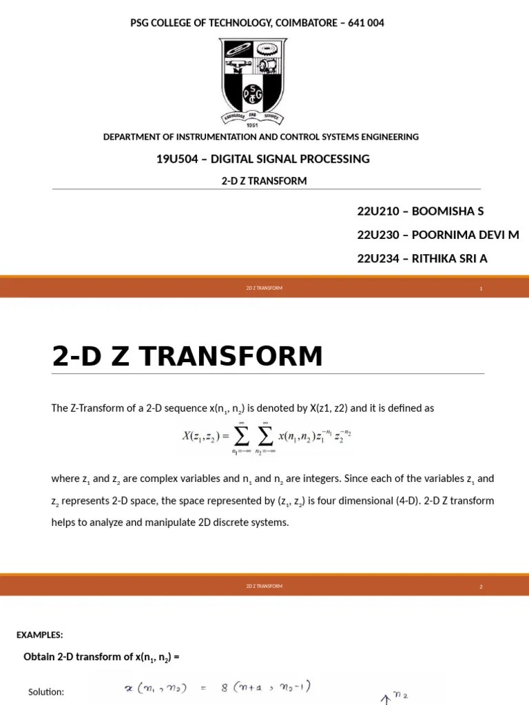 2D Z Transform Guide | PDF