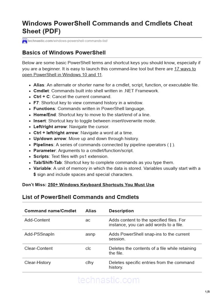 Windows PowerShell Commands List | PDF | Computer File | Command Line ...