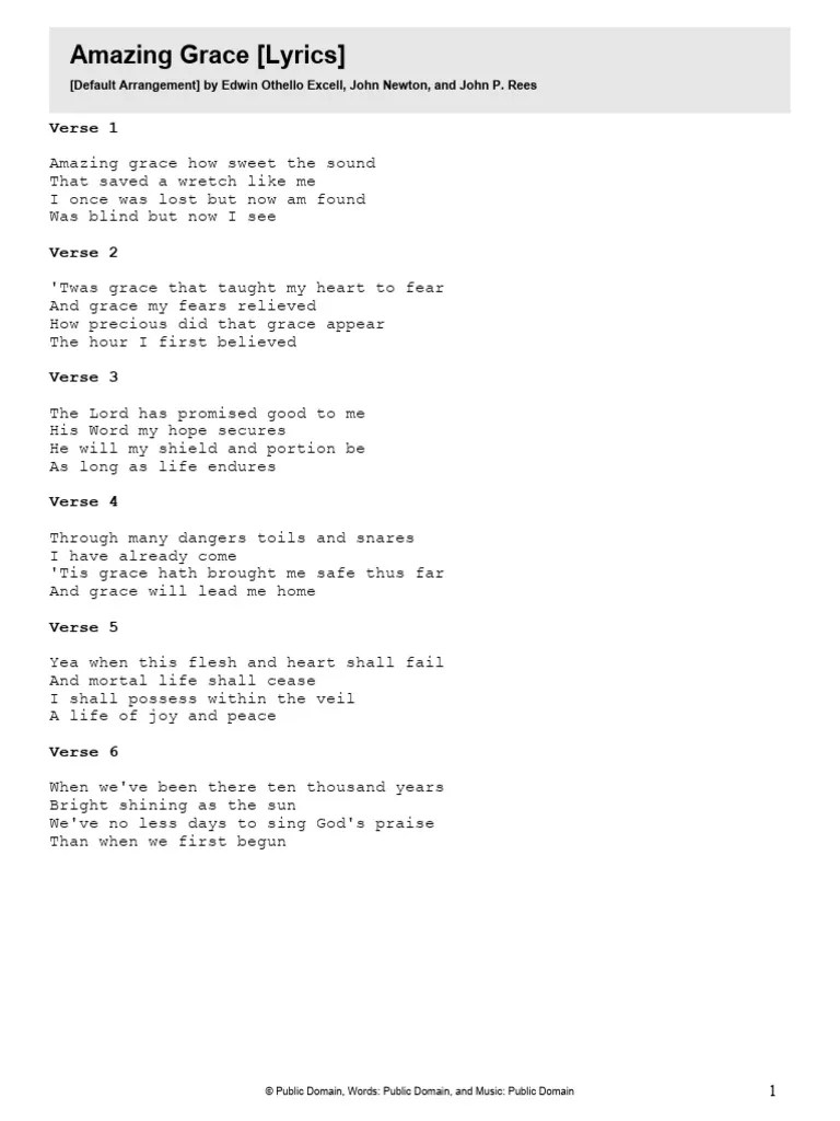 Amazing Grace - Lyrics | PDF