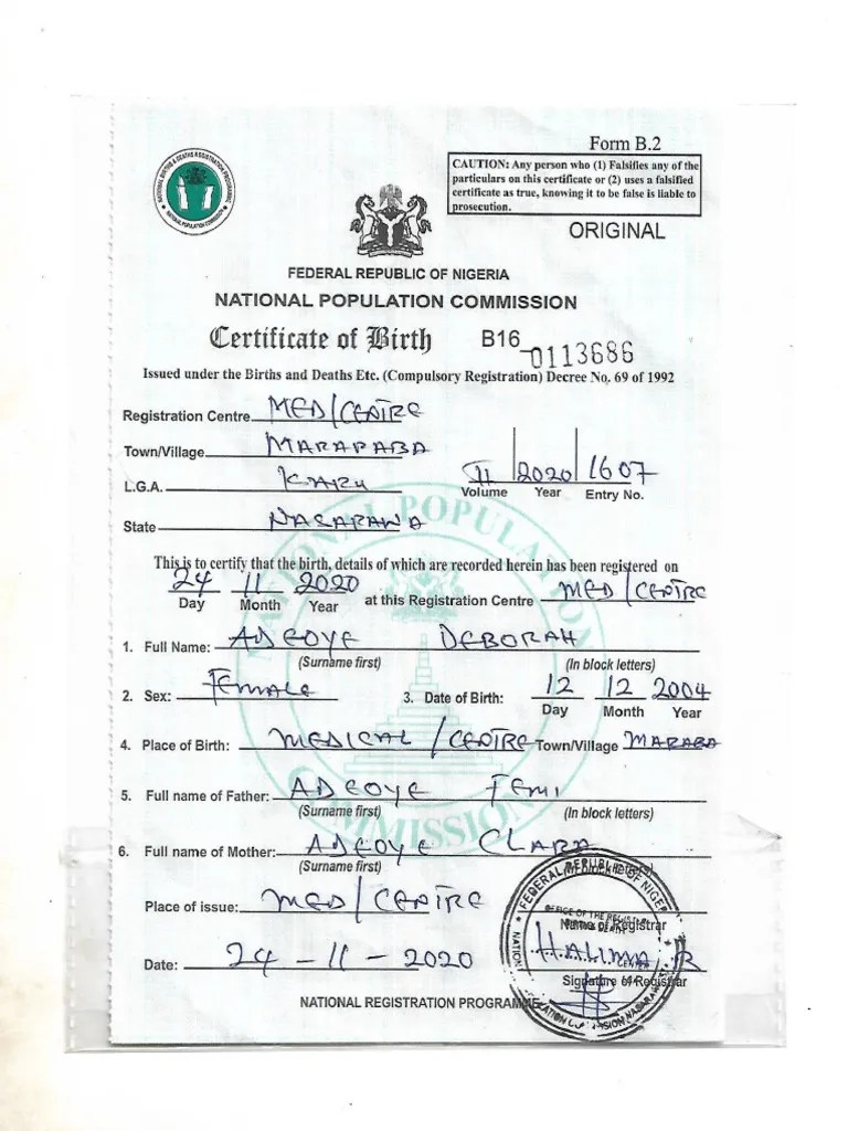 Birth Certificate Pdf