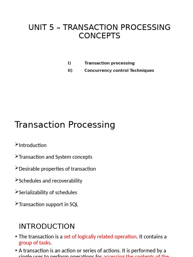 Dbms Unit 5 Final | PDF | Database Transaction | Databases