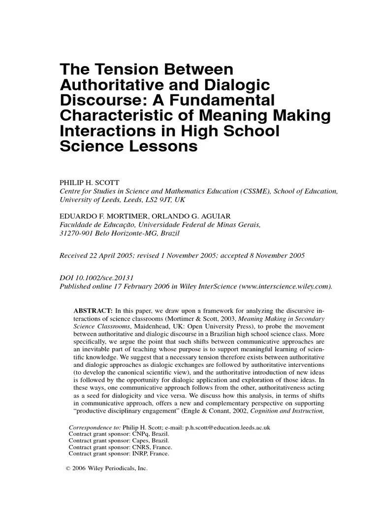 Science Education - 2006 - Scott - The Tension Between Authoritative ...