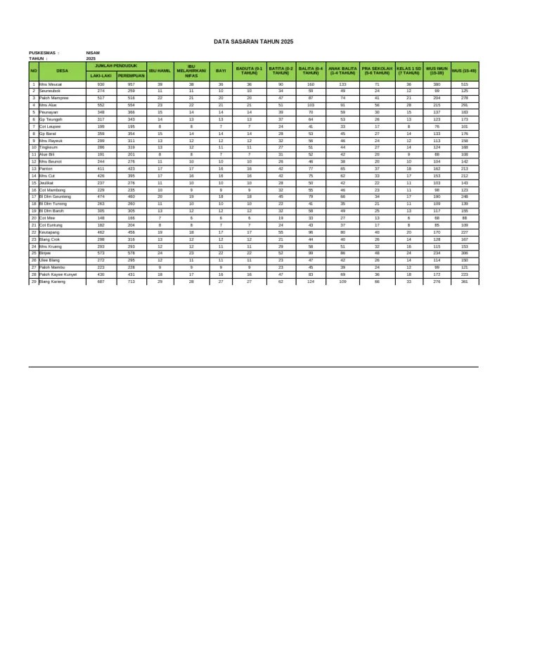 Rekapan Sasaran Tahun 2025 Pdf