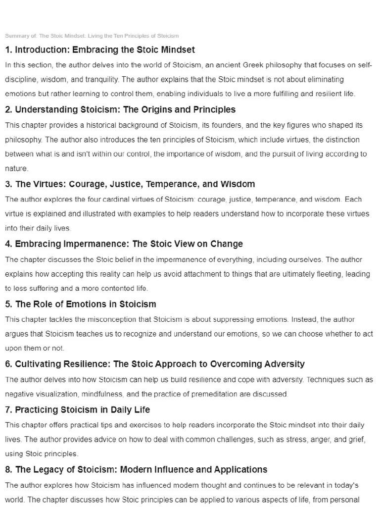 The Stoic Mindset - Living The Ten Principles Of Stoicism | PDF