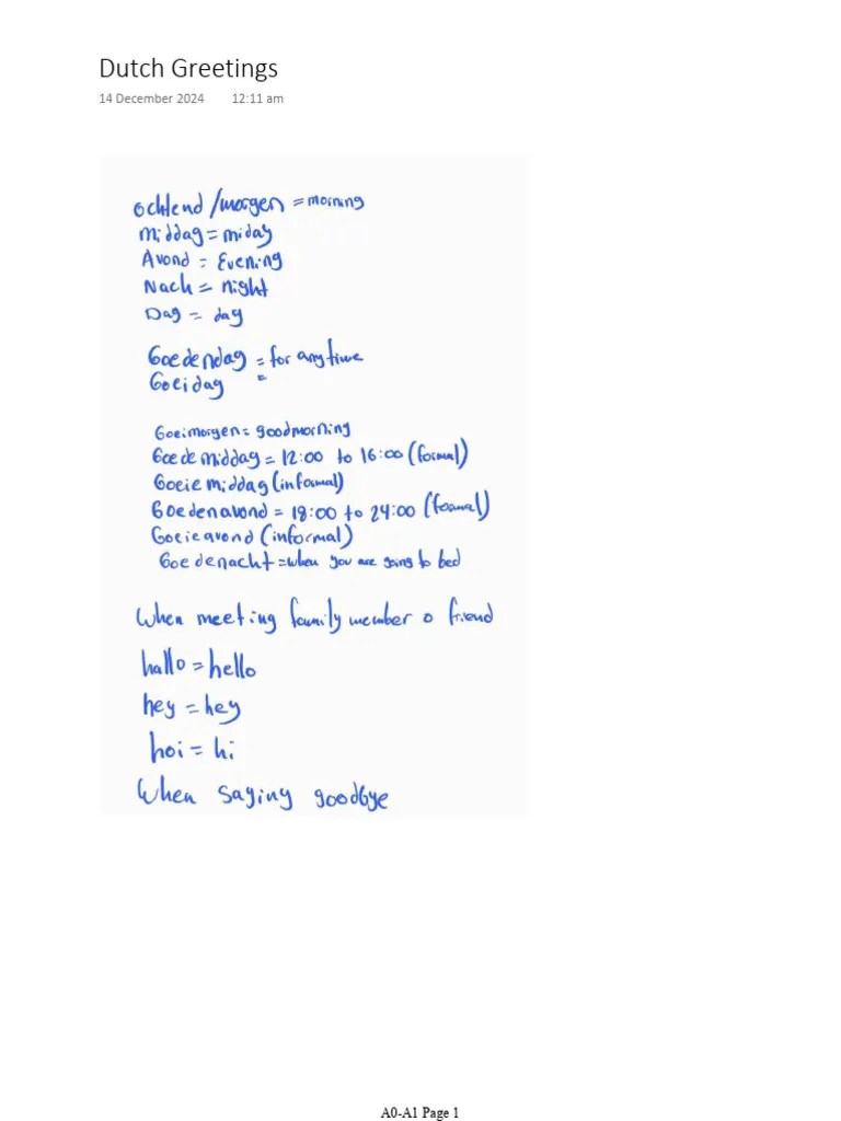 Dutch Greetings | PDF