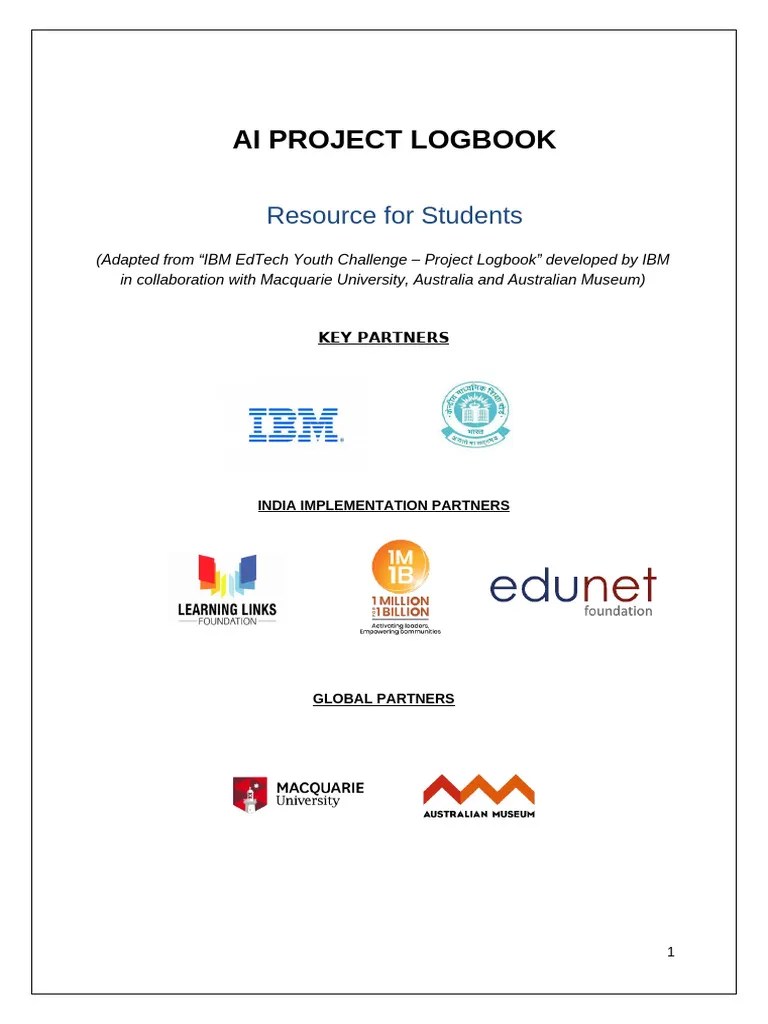 IBM-CBSE_AI Project Logbook_Students | PDF | Artificial Intelligence ...