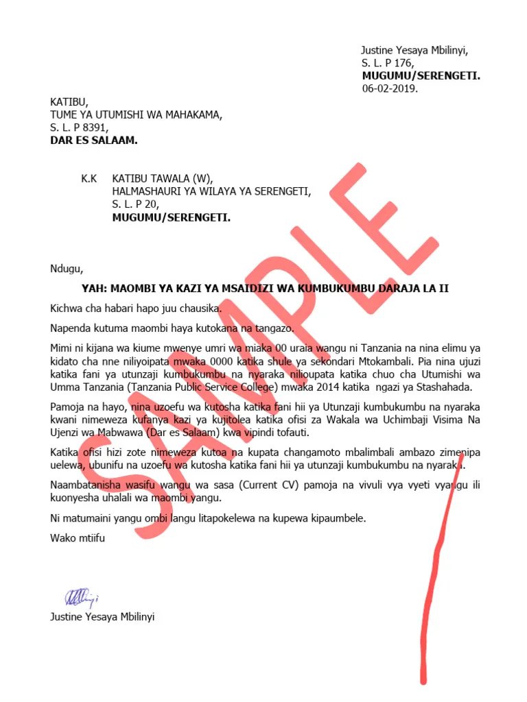 Barua Ya Maombi Sample Si-waajiriwa_copy  PDF.