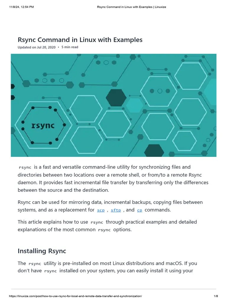 Rsync Command Usage In Linux Pdf Secure Shell Computer File