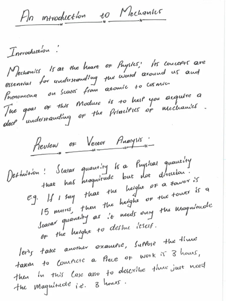 Scalar & Vector Quantities. | PDF
