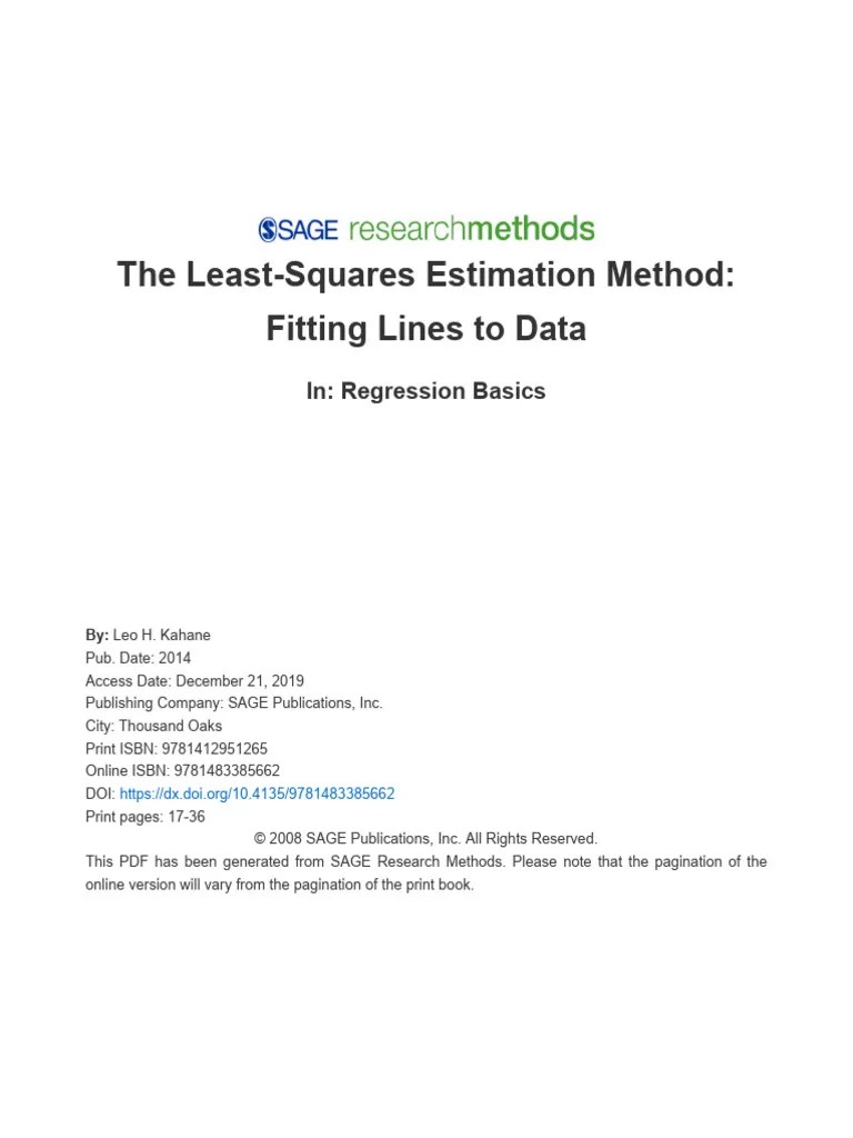 2.The Least-Squares Estimation Method_ Fitting Lines To Data - Teaching ...