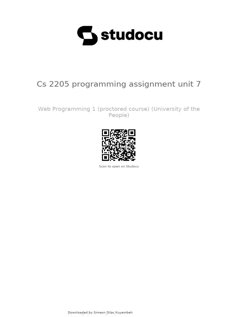 Cs 2205 Programming Assignment Unit 7 | PDF