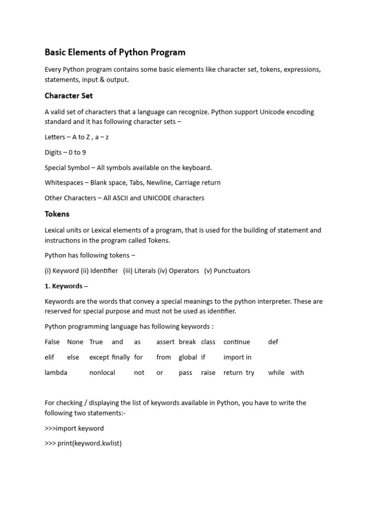 G11 Notes - Python Fundamentals | PDF | Reserved Word | Boolean Data Type
