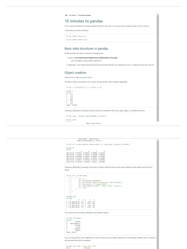 10 Minutes To Pandas - Pandas 2.1.1 Documentation | PDF | Computer ...