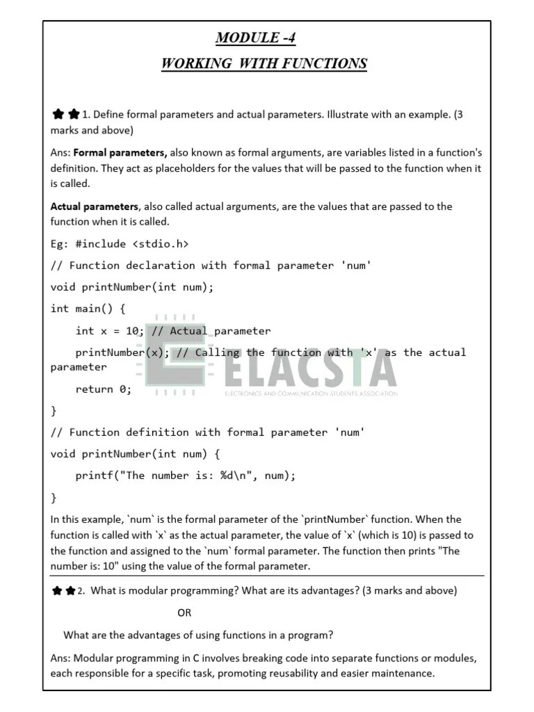 Module 4 Important Questions | PDF | Parameter (Computer Programming ...