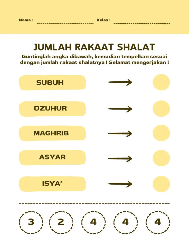 Jumlah Rakaat Shalat Lembar Kerja Sekolah | PDF
