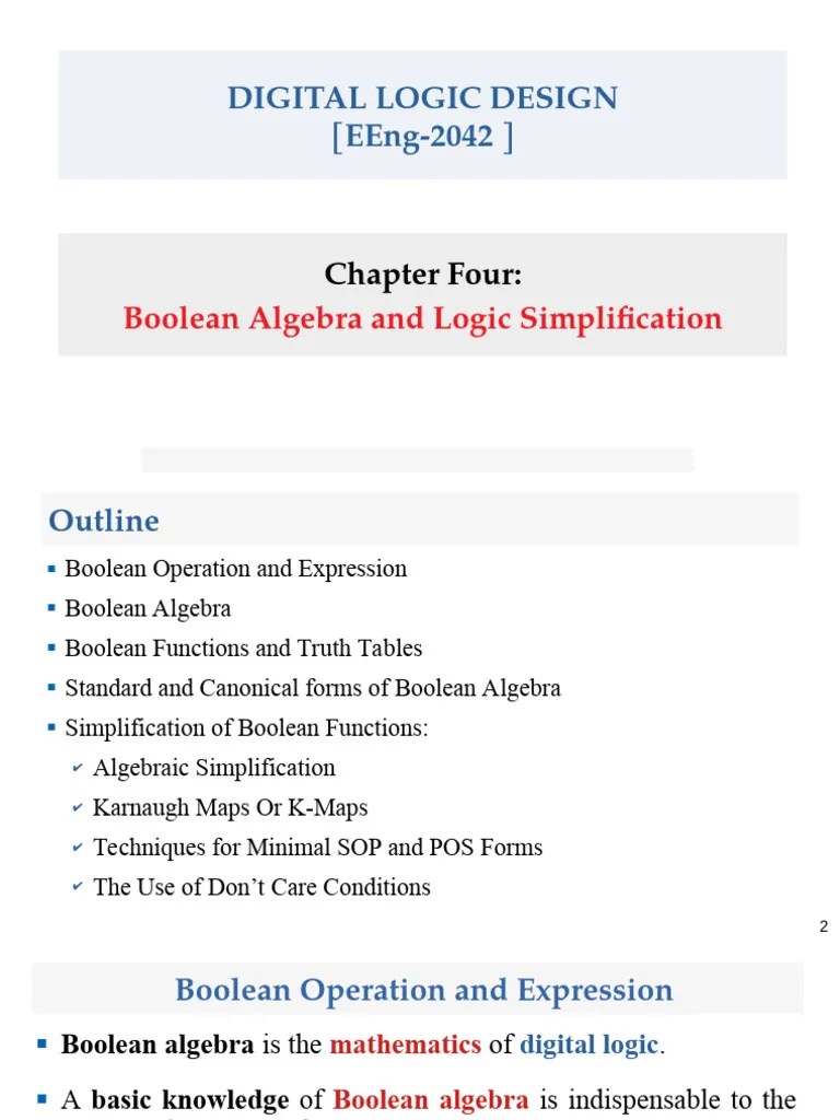 Chapter 4 Digital Logic Design | PDF | Boolean Algebra | Teaching ...