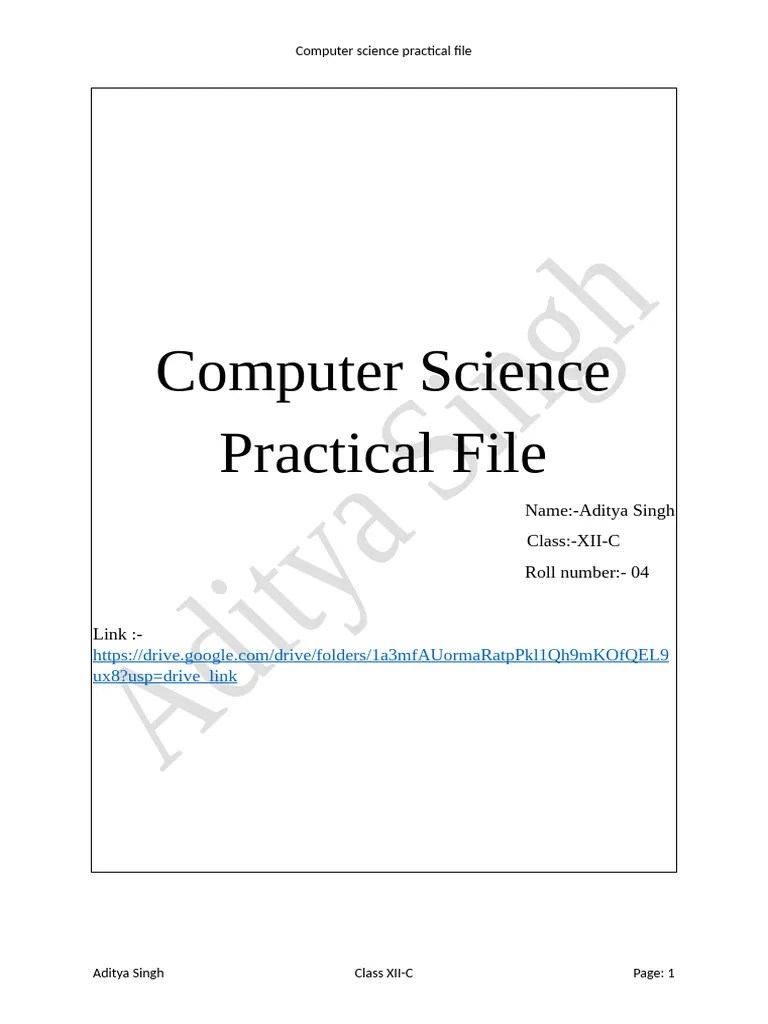 Computer Science Practical File | PDF | Computing | Software Engineering