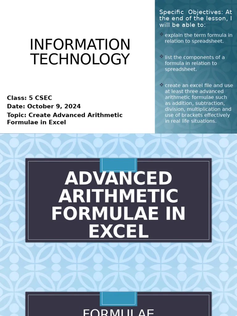 Arithmetic Formulae (Addition, Subtraction, Division & Multiplication ...