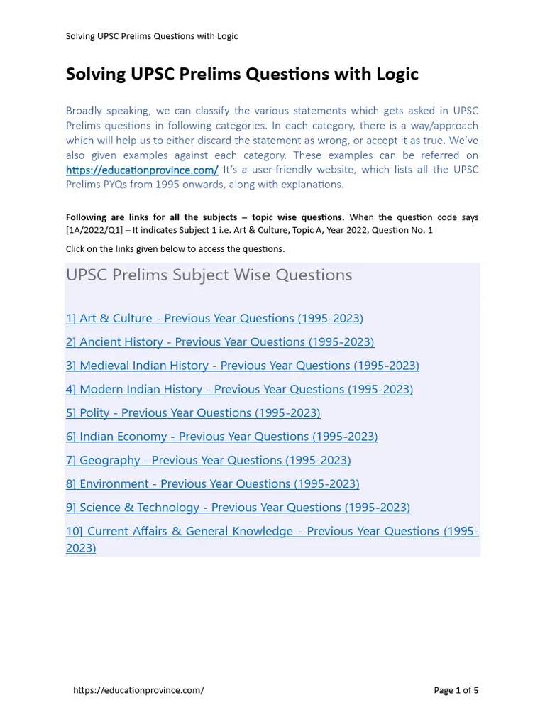 UPSC Prelims Tips And Tricks | PDF | Logic | Question