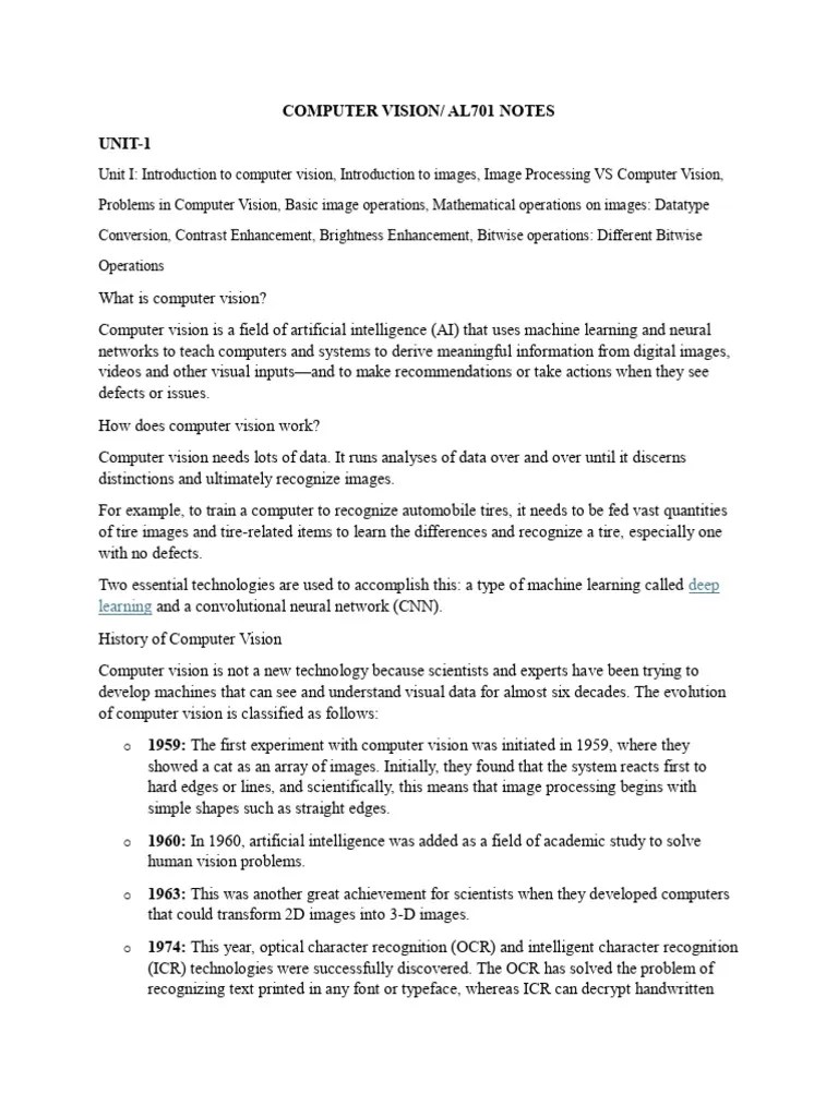 CV_UNIT_1 | PDF | Computer Vision | Image Segmentation