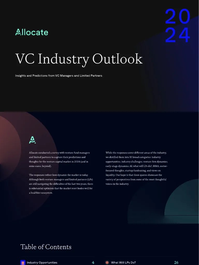 VC Industry Outlook 2024 - Allocate | PDF | Venture Capital | Corporate Finance