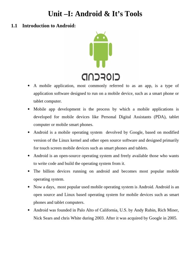 MAD Notes | PDF | Android (Operating System) | Java (Programming Language)