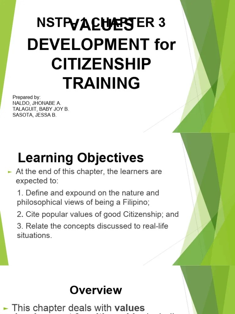 CHAPTER 3 NSTP Values Development For Citizenship Training 1 | PDF ...