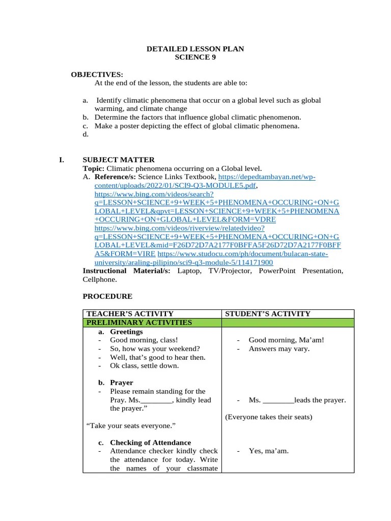Lesson_Plan_ SCIENCE 9 | PDF | Greenhouse Effect | Greenhouse Gas