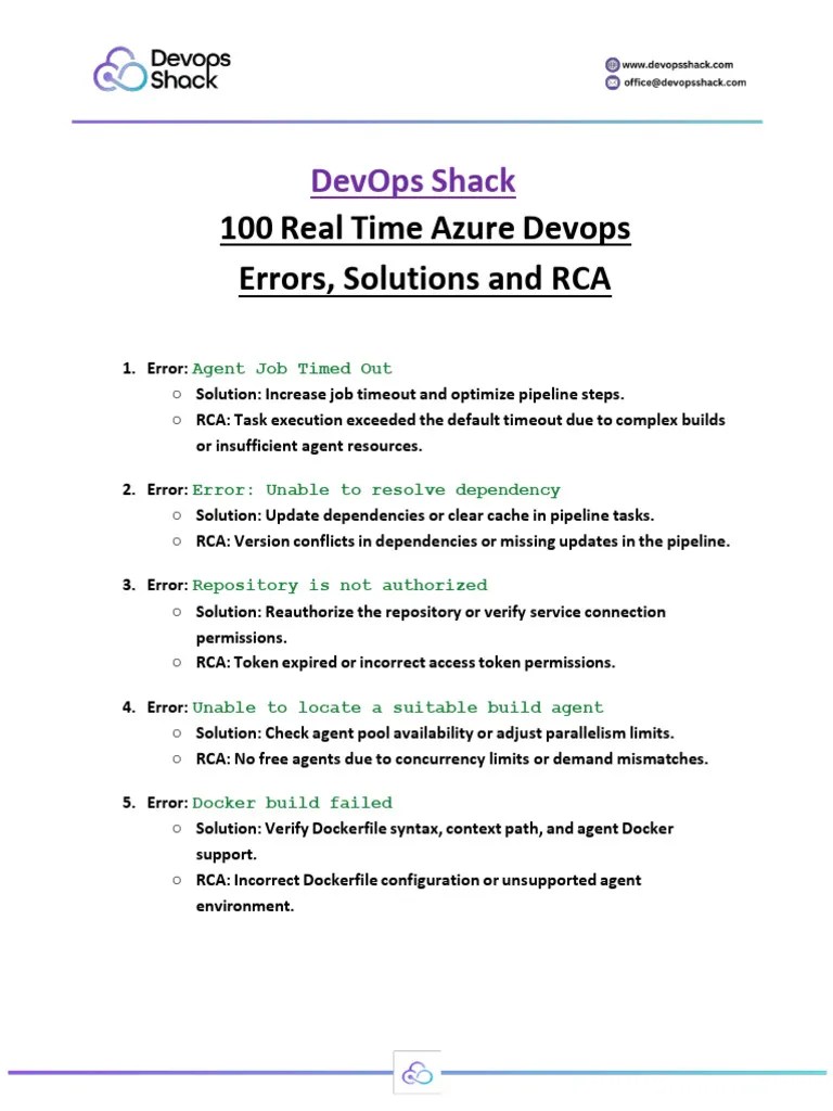 DevOps Shack Azure DevOps Errors Solutions And RCA 1737571627 | PDF ...