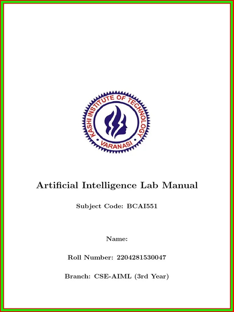 AI_LAB_FILE | PDF | Mathematical Relations | Computational Complexity Theory