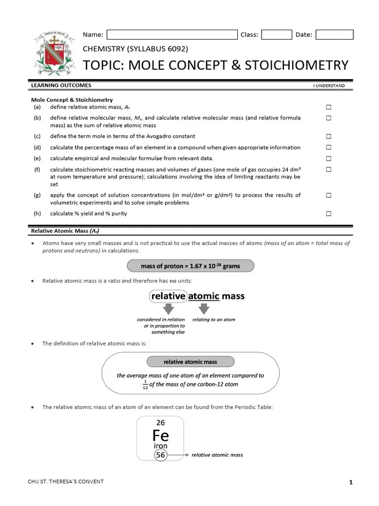 Mole Concept | PDF | Stoichiometry | Mole (Unit)
