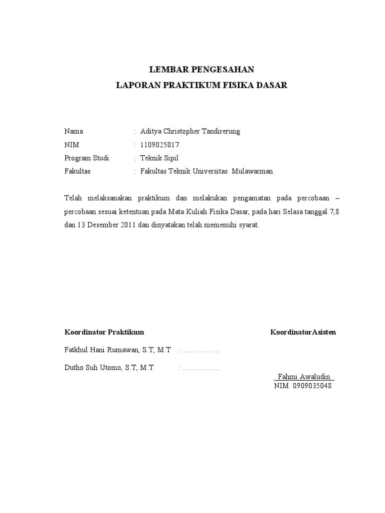 Laporan Praktikum Fisika Dasar Kalorimeter Joule Ani 