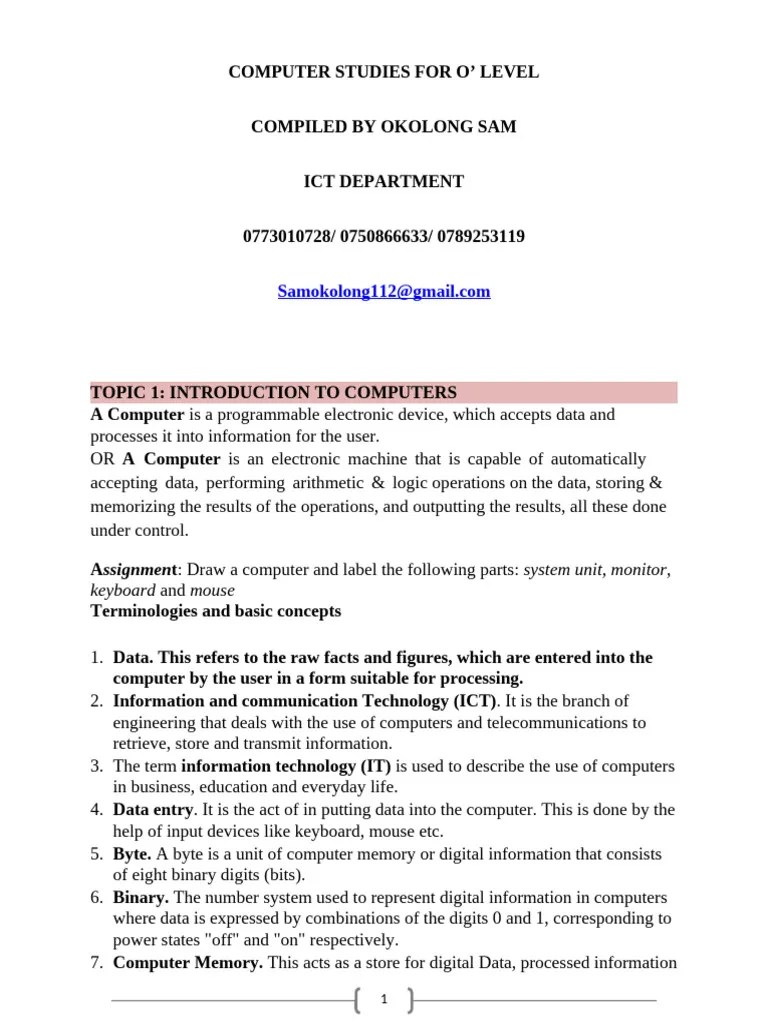 Computer Studies Notes | PDF | Computer Data Storage | Integrated Circuit
