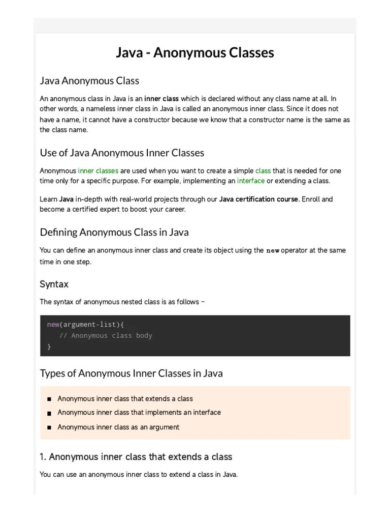 Java - Anonymous Classes | PDF | Class (Computer Programming) | Programming