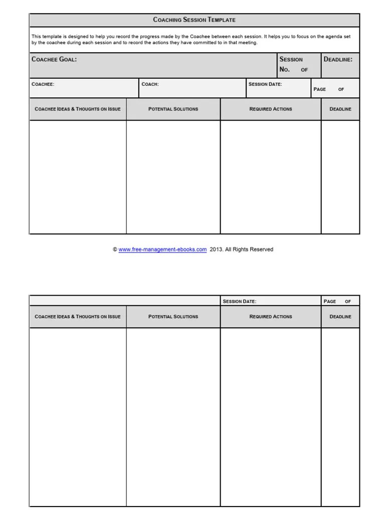 Coaching Session Template | PDF