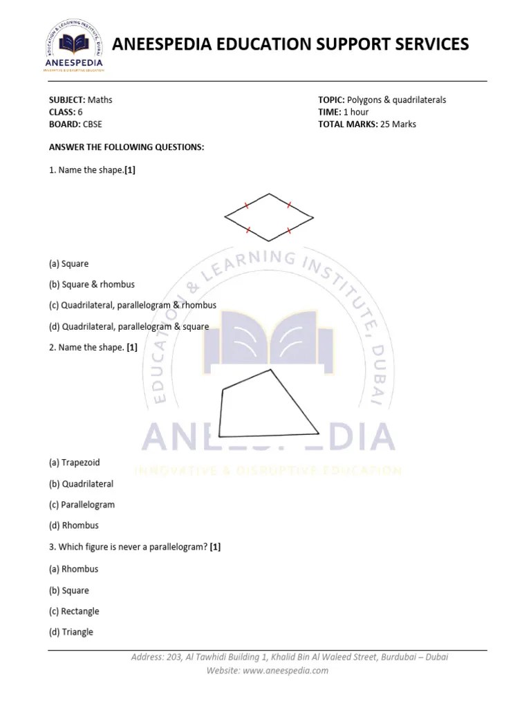 Polygons & Quadrilaterals | PDF | Rectangle | Elementary Geometry