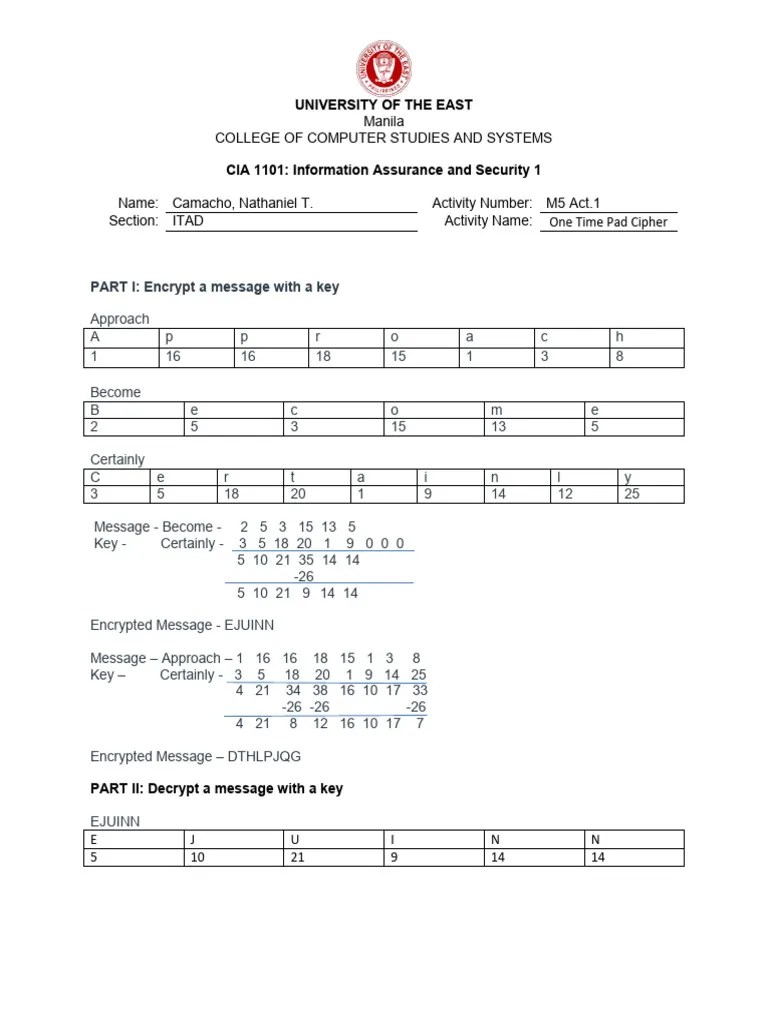 One Time Pad Cipher | PDF