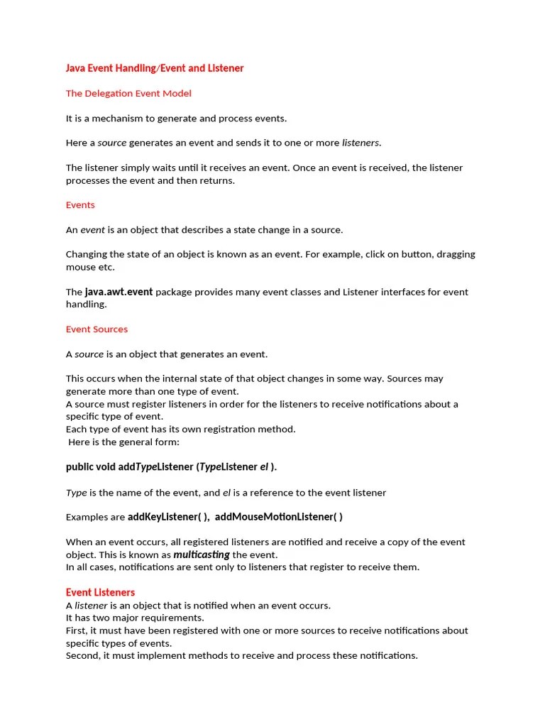 20-Java Event Handling | PDF | Class (Computer Programming) | Window ...