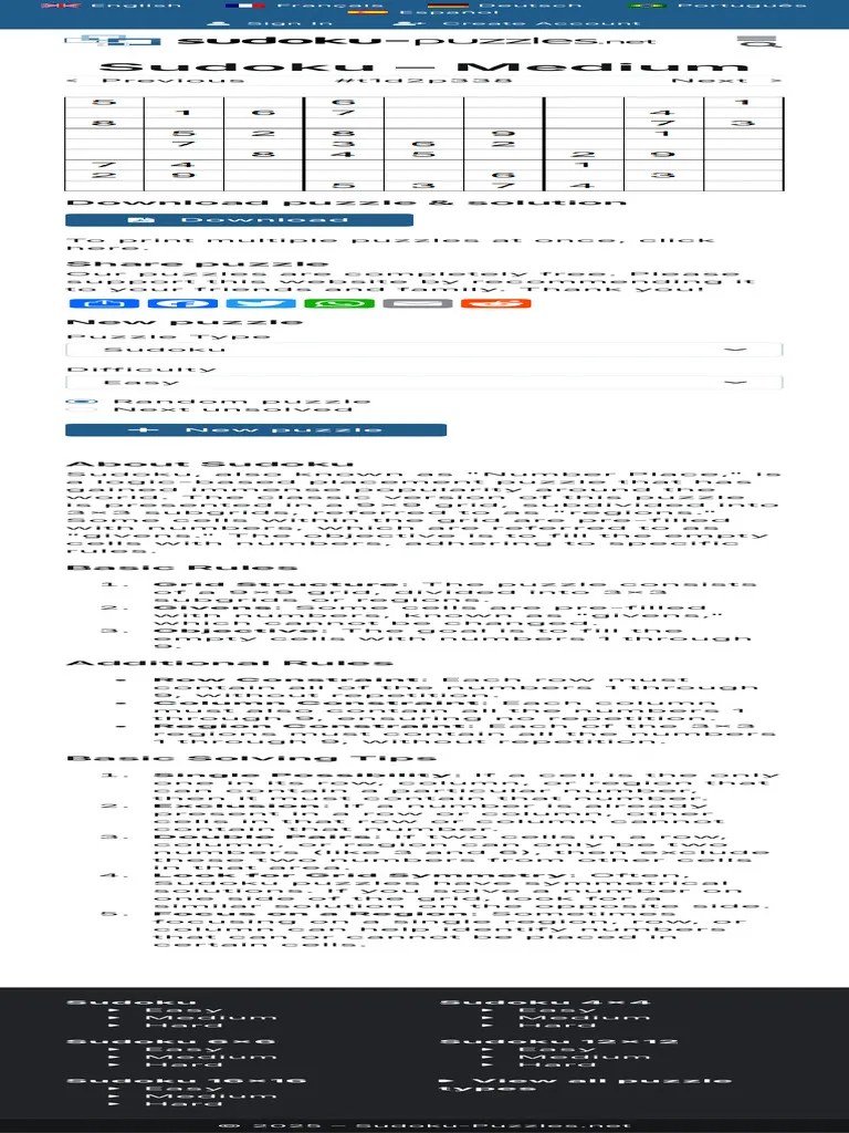 Sudoku - Medium - Sudoku-Puzzles.net 17 | PDF | Recreational Mathematics | Puzzles
