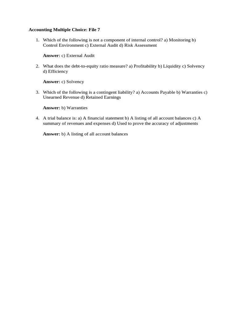 Accounting Multiple Choice | PDF