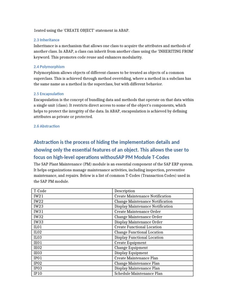 SAP_PM_Overview | PDF | Inheritance (Object Oriented Programming) | Class (Computer Programming)