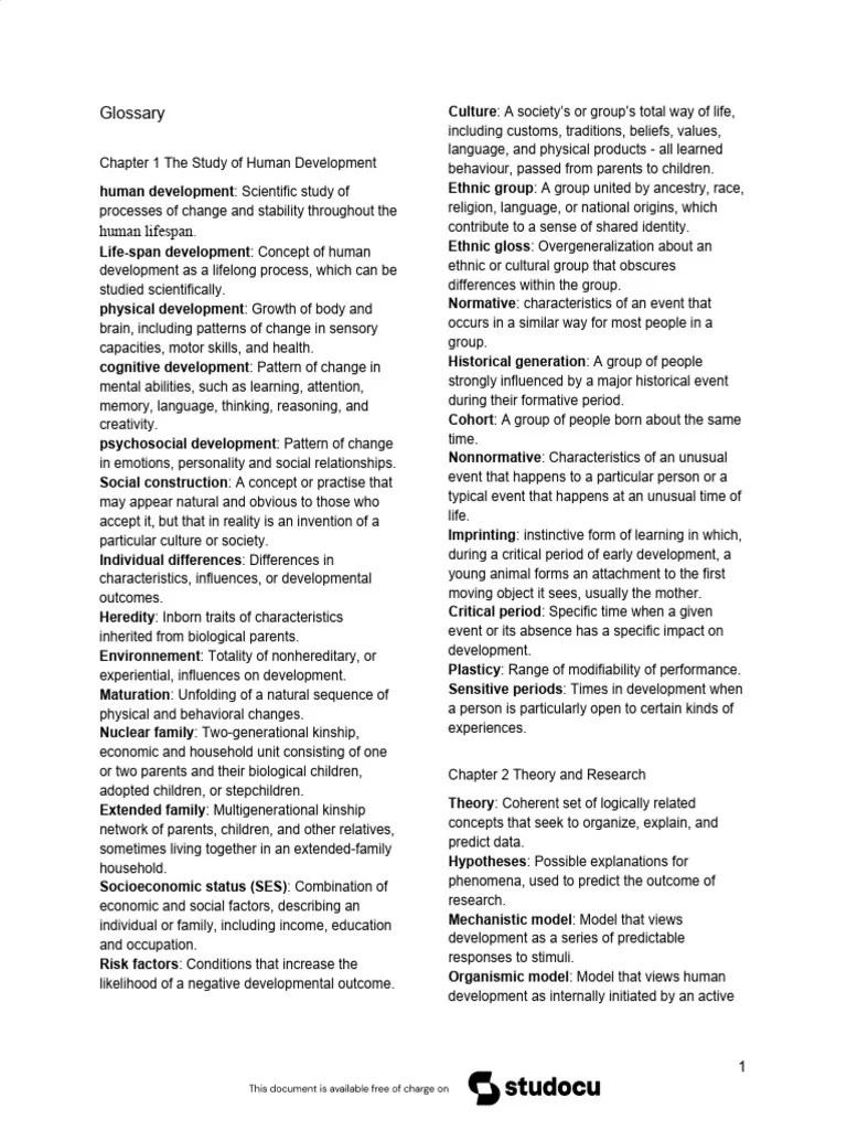 Glossary Experience Human Development By Diane E. Papalia And Gabriela Martorell - Thirteenth ...