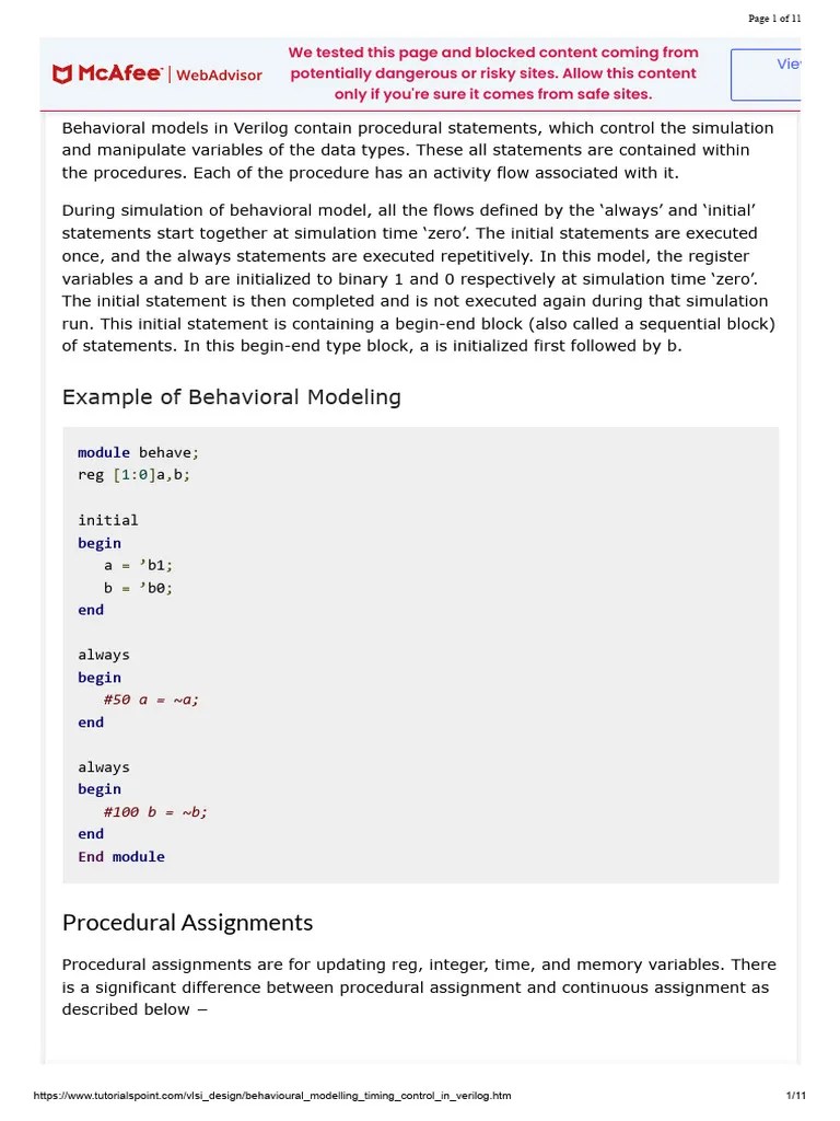 Behavioural Modelling & Timing In Verilog | PDF | Control Flow ...