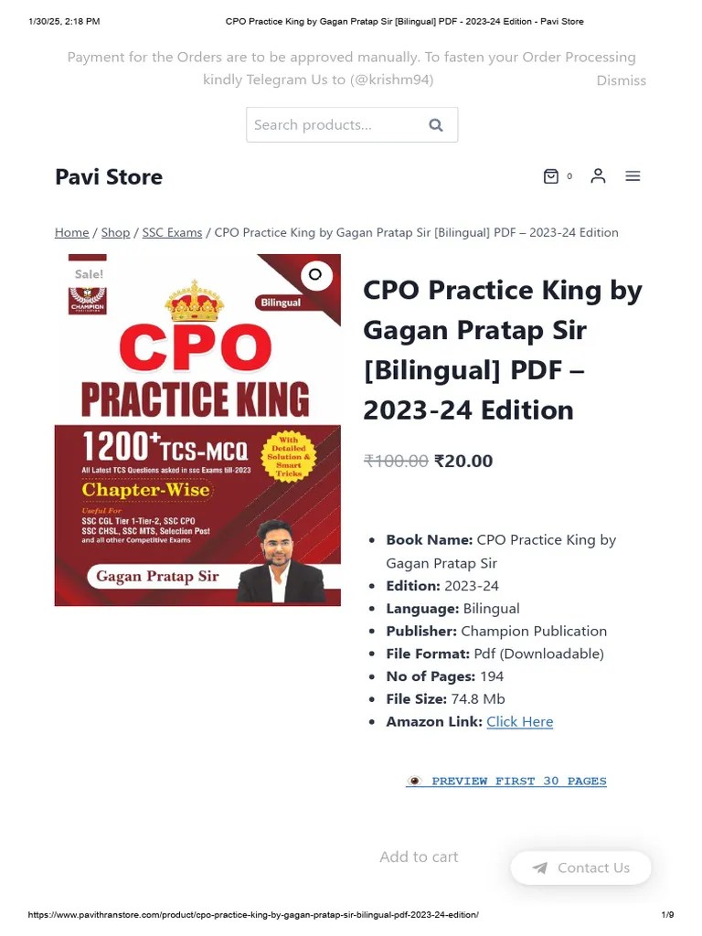 CPO Practice King By Gagan Pratap Sir (Bilingual) PDF - 2023-24 Edition ...