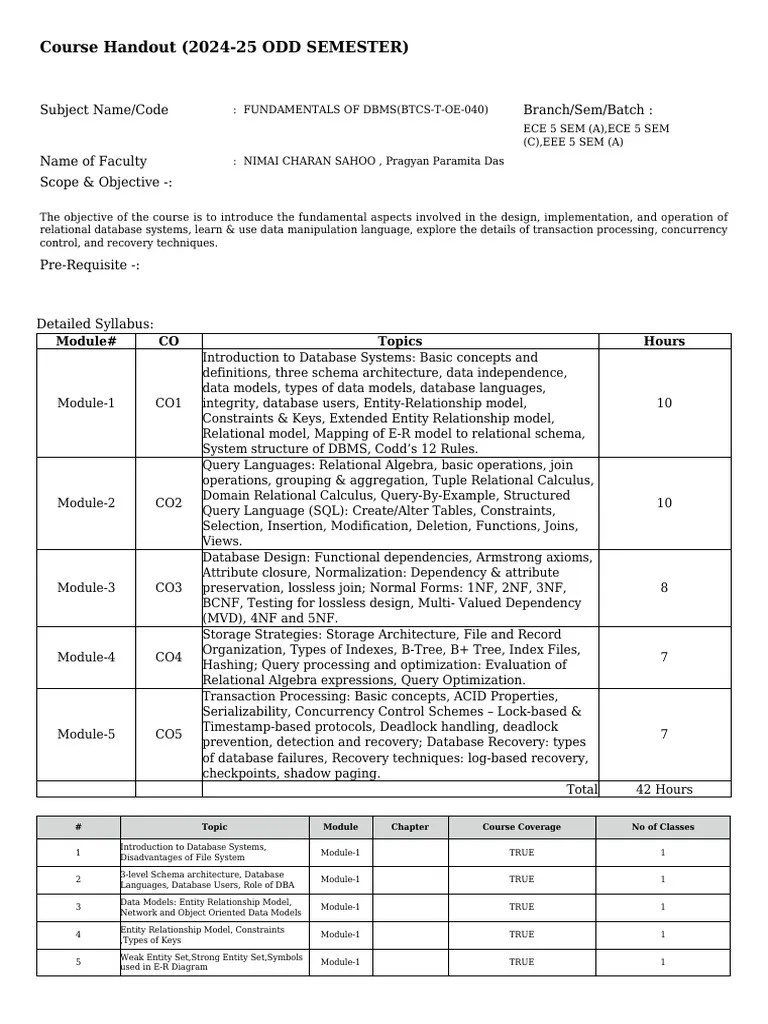 Course Handout | PDF | Relational Model | Databases